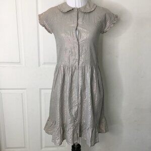 New Louis Louis Paris Girls Dress Size 12 Striped Gray Short Sleeve